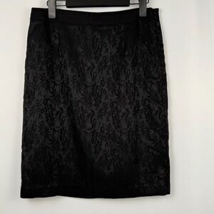 Dana Buchman Pencil Skirt Black Lace‎ Womens 10 Knee Length Lined Secretary